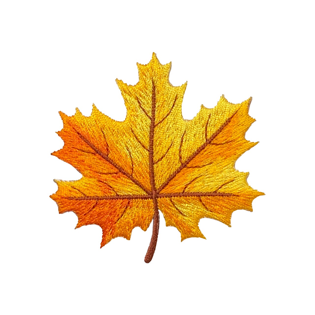 2-3/4" Yellow/Orange Fall Autumn Leaf, Embroidered, Iron on Patch